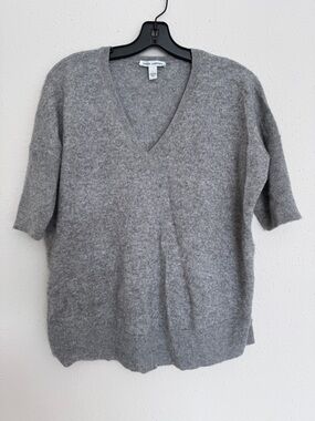 Autumn Cashmere Sweater Short Sleeve Womens Size L Large Gray V-Neck